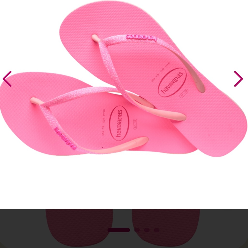 Havaianas Slim Glitter Flip Flop - Macaron Pink size 9/10 NWT